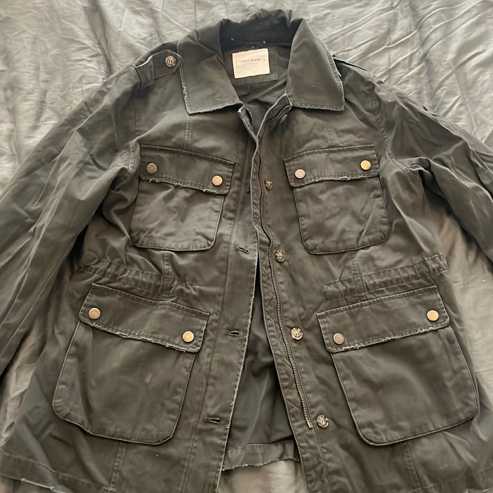 Lucky Brand NWT Dark Army Green Peacoat. Size XL waist cinch.